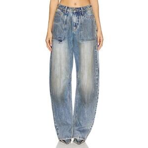 AFRM Rhett Carpenter Barrel Jeans Sz 29 Blue Denim Jeans Utility GREAT!